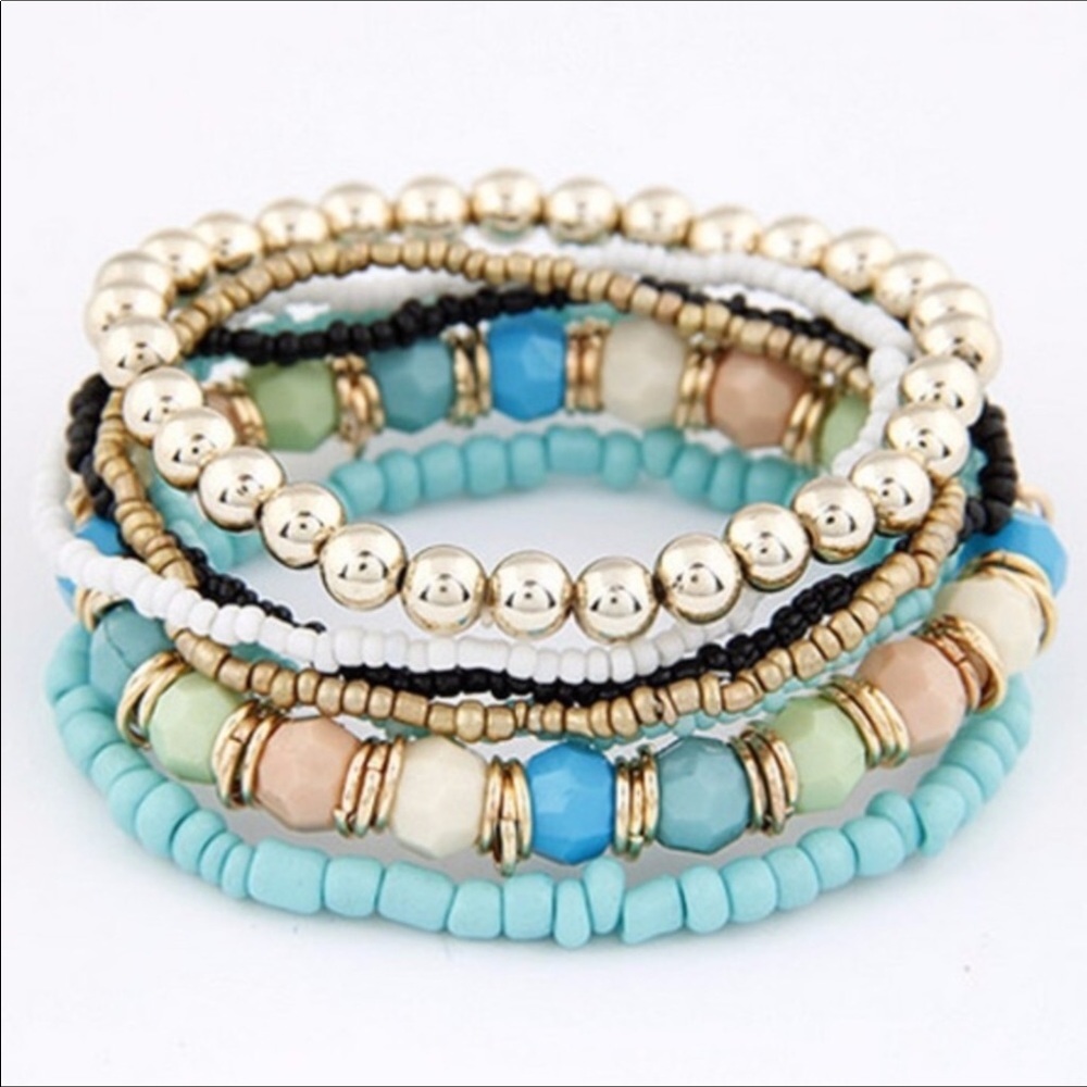 Blue Gold Bead Bracelet. NWT